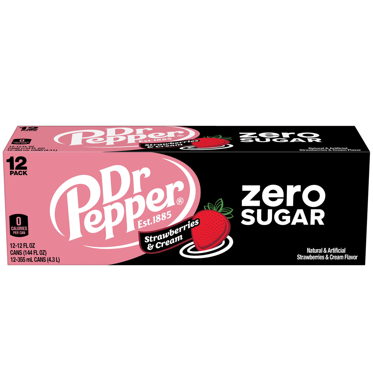 Dr Pepper Strawberries & Cream Zero Sugar - 12pack